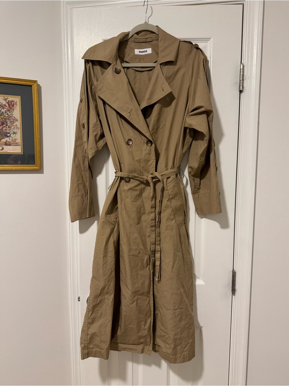 Mario’s Women's Tan Trench Coat - Classic Belted Style
